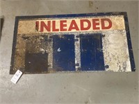Blue Metal Unleaded Gas Sign