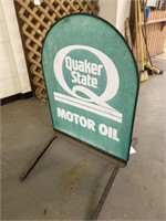 Metal Quaker State Sign on Stand