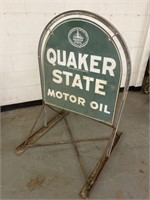 Metal Quaker State Sign on Stand