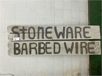 Wood Stoneware & Barbed Wire Signs