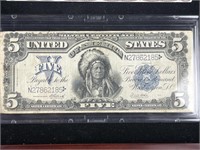 1899 U.S. $5 Indian Chief Silver Certificate w Box