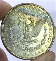1900 Morgan Silver Dollar, UNC w/ Rainbow Tone