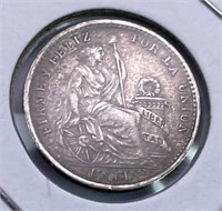 1906 Peru Silver 1 Dinero, XF