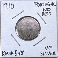 1910 Portugal Silver 100 Reis, VF