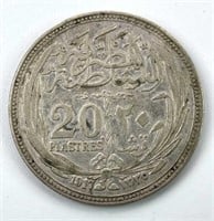 1917 Egypt Silver 20 Piastres, XF