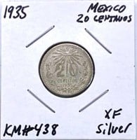 1935 Mexico Silver 20 Centavos, XF w/ Luster