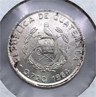 1964 Guatemala Silver 5 Centavos, BU