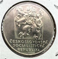 1970 Czechoslovakia Silver 25 Korun, UNC Liberatio