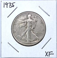 1935 Walking Liberty Silver Half Dollar, XF