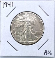1941 Walking Liberty Silver Half Dollar, AU