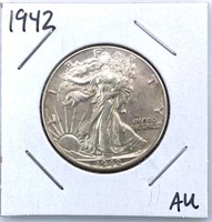 1942 Walking Liberty Silver Half Dollar, AU