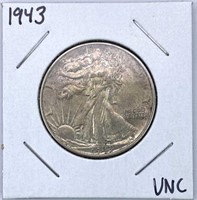 1943 Walking Liberty Silver Half Dollar, UNC