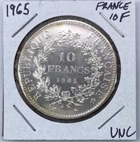 1965 France Silver 10 Francs, Uncirculated