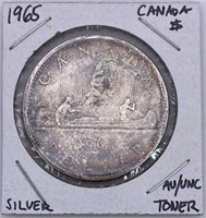 1965 Canada Silver Canoe Dollar, AU-UNC Toner