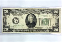 1928-B US Federal Reserve $20 Note, VF+