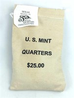 2004 U.S. Mint Bag of $25 Face Quarters from TX BU