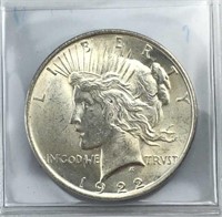 1922 Silver Peace Dollar, Nice BU