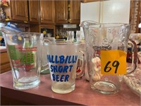 Beer pitchers, glass trays, etc