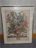 Flower Identification Lithograph; Glass cracked