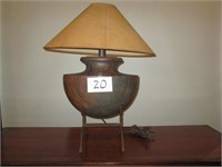lamp in iron stand 18 wide x 31 tall