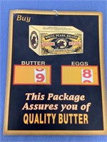 Vintage Cardboard Butter and Egg Sign