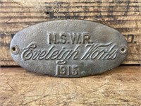 Cast Brass NSWR Eveleigh Works 1915 Plate