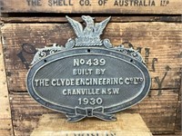 Clyde Engineering Granville No 439 Build Plate1930