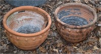 2 12" terracotta planters; as is