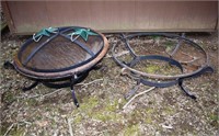 Metal patio fire pit with extra base; as is