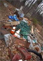 Collection of scrap, hose, wood stove, etc.; as is