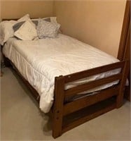 Wooden Framed Twin Bed with New Mattress