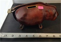 Leather hippo bank