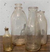 Vintage Milk Bottles & Medicine Bottle
