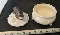 Musical Ceramic hippo jar with lid