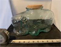 Large Lidded Glass Hippo