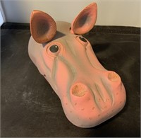 Wood Carved Hippo Face