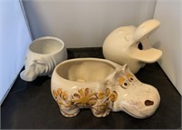 3 Ceramic Hippos