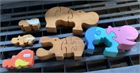 6 Wooden Hippo Puzzles