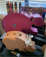 Wooden Hippo Crayon Holders