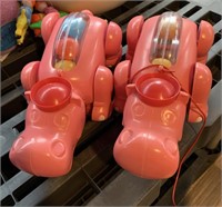 2 Vintage Pink Hippo Toys