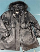 Croft & Barrow Leather coat with hood