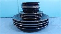 13 pc Homer Lauglin Fiesta Dishes-Navy Blue