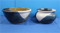 2 Handmade Pcs-Pottery Bowl & Vase