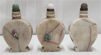 Collection of 3 Natural Stone Agate Snuff Bottles