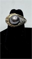 14k Diamond and Pearl Ring - 8g TW