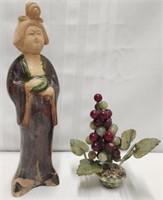 Asian Figure and Stone Grape Cluster