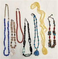 7 Nice Assorted Beaded Stone Necklaces