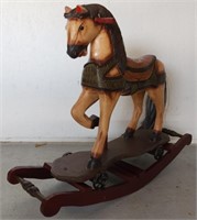 Small Wood Folk Art Style Rocking Horse
