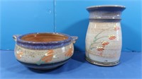 Handmade Pottery-Matching Bowl & Vase