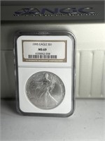 1995 EAGLE SILVER $1 DOLLAR - NGC GRADE MS69 (1oz